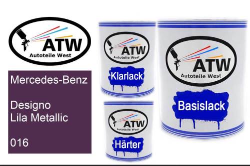 Mercedes-Benz, Designo Lila Metallic, 016: 1L Lackdose + 1L Klarlack + 500ml Härter - Set, von ATW Autoteile West.